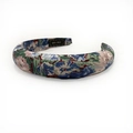 Detail of bohemian floral print padded headband with retro oil painting style and handmade label - Vintage Oil Painting Style