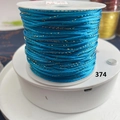 Peacock blue braided cord with gold metallic tinsel for DIY jewelry making, 374 style - Lake Blue With Gold Thread (374)