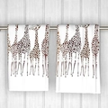 Set of two microfiber Christmas kitchen towels featuring brown giraffe print on white fabric - Design 16 (2PCS)