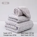 Gray coral fleece towel set with textured wave pattern and multiple sizing options - Towel 35*75cm / Bamboo Fleece Starry Grey