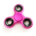 Pink three-arm metal fidget spinner with black center bearings on white background - Electroplated Rose Red with Iron Weight