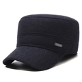 Berretto militare invernale blu navy in lana con paraorecchie e logo in metallo - Regolabile / Blu navy
