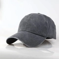 Casquette de baseball ajustable en coton délavé gris foncé vintage au style minimaliste - gris foncé