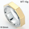 Anello ottagonale 8mm minimalista in oro spazzolato e argento lucido da uomo - Stile Dado Oro Bicolore