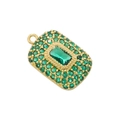 Pendente rettangolare dorato con pietre verde smeraldo e pavé di cristalli scintillanti - Oro Zircone Verde