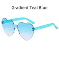 Rimless heart-shaped sunglasses with gradient lake blue lenses and translucent frames - Gradient Lake Blue