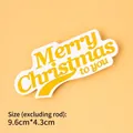 10-pack Merry Christmas tree toppers tags, size 9.6x4.3cm, for festive cake decoration - White Gold Merry Christmas Sign 10 Pack