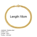 Golden 4mm stainless steel Cuban link bracelet with 14K gold finish and 18cm length - Cuban Link Chain Length 18cm