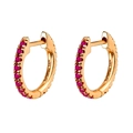 Elegant 14K gold hoop earrings with sparkling micro-pave red zircon stones - JQH0063 Gold - Rows Zirconia Hoop Earrings