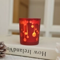 Red frosted glass candle holder with snowflake patterns and warm ambient lighting - Wreath & Christmas Ball / Small (5.5*6.5cm) / Red