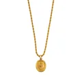 Collana a catena attorcigliata dorata con ciondolo a rilievo girasole ovale retrò - Collana con Piastra Rotonda Girasole