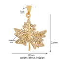 Golden maple leaf pendant with micro-pave zircons and delicate hollowed metalwork - Hollow Maple Leaf / Gold