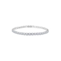 Bracciale tennis in acciaio argento con zirconi cubici rotondi incastonati a griffe - 4mm / Argento Strass Bianco