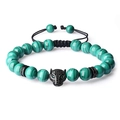 Bracelet en malachite verte avec tête de léopard et cordon noir réglable de luxe - Bracelet Malachite Verte (Tête de Léopard)