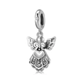 S925 Sterlingsilber Engel-Anhänger mit Herzflügeln für DIY Armbänder und Halsketten - Engel der Liebe / Silber