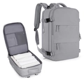 Detailed interior compartment and side view of a grey large-capacity travel backpack - Dark Grey (Horizontal Double Pull)