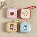 Cute square animal coin purses in pink, beige, brown and blue with wrist straps - Square Animal Style 2