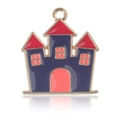 Pendentif château de dessin animé avec émail bleu foncé et finition dorée pour bijoux - Château Rouge