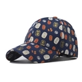 Berretto da baseball in cotone blu scuro con stampe portafortuna giapponesi e visiera - Regolabile / Blu navy