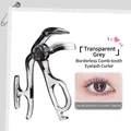 Transparent grey frameless eyelash curler with comb teeth for separation and lift - Rimless Comb Transparent Grey