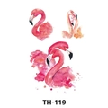 Waterproof temporary tattoo sticker with pink watercolor flamingo design, model TH-119 - Th-119 / 210*148mm