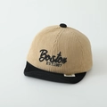 Detailed close-up of corduroy texture and Boston embroidery on the kids baseball cap - 50cm (1-3 Years) / Boston Style / Khaki