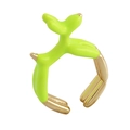 Fluorescent green balloon dog copper ring with creative open design and gold finish - Green - Balloon Dog