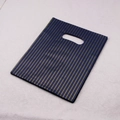 Dark blue stripe plastic gift bag with gold vertical lines and handle cutout - Blue Gold Stripe Style (31) / 95 Pieces/Pack