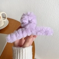 Elegant lavender plush hair claw clip in soft faux fur for women autumn winter style - Purple Plush Large Hair Claw 13cm