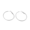 Silver large hoop earrings with spiral texture design and minimalist metal finish - 40*2mm Silver (KE98664-KFC)