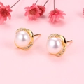 Elegant S925 silver crown earrings featuring natural white pearls and sparkling diamonds - 925 Silver / White Pearl (Gold)