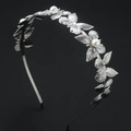 Elegante diadema de mariposa plateada con perlas blancas de estilo diosa griega - Plateado