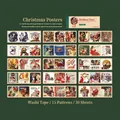 30-piece vintage Christmas poster stickers in washi paper for journaling decoration - Christmas Poster