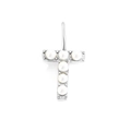 Elegant silver-tone letter T charm pendant with white pearls for DIY jewelry making. - Silver-T