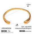 Adjustable minimalist gold plated stainless steel cuff bracelet with 5.9cm diameter - Minimalist Open Gold Bangle(JDB2405024)