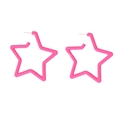 Vibrant hot pink star-shaped stud earrings with a glossy finish for a summer holiday look - Neon Pink Pentagram Style(#17)