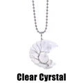 Clear crystal moon pendant with silver tree of life wire wrapping on beaded necklace - White Crystal/Copper / Crescent Moon Tree of Life