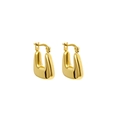 Minimalist gold U-shaped geometric hoop earrings with a polished metallic finish on white back - Gold (U-Shape Polished)