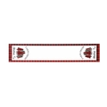 White Christmas table runner with red black buffalo plaid edges and farm fresh trees - Christmas Tree