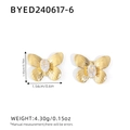 Orecchini a farfalla dorati con placcatura in oro 18 carati e zirconi brillanti - Stud orecchini / Zircone Bianco (R04-1-240617-6)