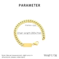 Pulsera de cadena cubana de 7mm en acero inoxidable dorado con placa grabable - Pulsera / Color Acero