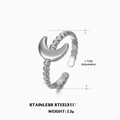 Polierter silberner Mondring aus Edelstahl mit verstellbarem Perlenband-Design - Stahlfarbe
