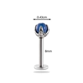 Titanium steel labret stud with blue moonstone claw setting and 8mm threaded bar - Purple Cat's Eye Style(9#)