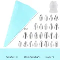24-piece stainless steel piping tips set with blue EVA pastry bag and coupler tool - 24-Piece Set (OPP Bag) / Blue