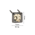 Square 18k gold plated clover pendant with black texture and size dimensions - DZ-1166-Black Base Gold Clover