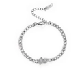 Silver NK chain bracelet in 18k plated steel with two diamond-shaped zircon stones - Style 1 (Two Stones) / Silver Bracelet