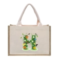 Linen canvas tote bag with floral letter H print and comfortable cotton rope handles - Floral Letter H
