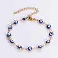 Klassisches Evil Eye Armband für Damen mit blauen Emaille-Perlen und Karabinerverschluss - Blau