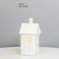 Ceramic LED house night light with H relief and warm glow through windows 7x6.5x14cm - RH2254 (7x6.5x14cm/Letter H)