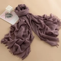 Eleganter Schal in Staub-Mauve aus Baumwoll-Leinen-Mix mit Fransenkanten - 100*190cm / Taro-Lila